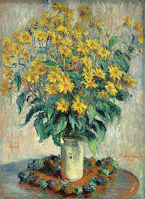 Jerusalem Artichoke Flowers Print by Claude Monet