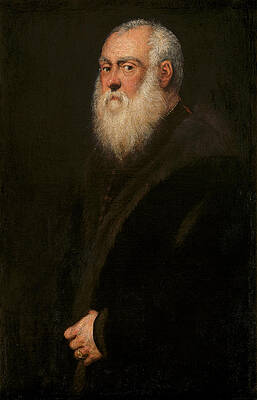 Man With A White Beard Print by Tintoretto