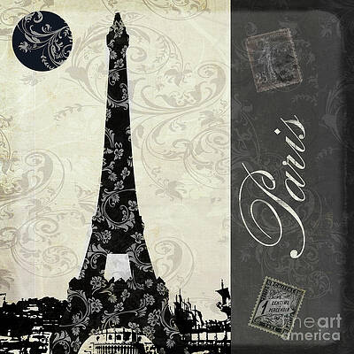 Wall Art - Painting - Moon Over Paris #2 by Mindy Sommers