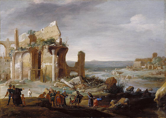 Moses and Aaron Changing the Rivers of Egypt to Blood Print by Bartholomeus Breenbergh