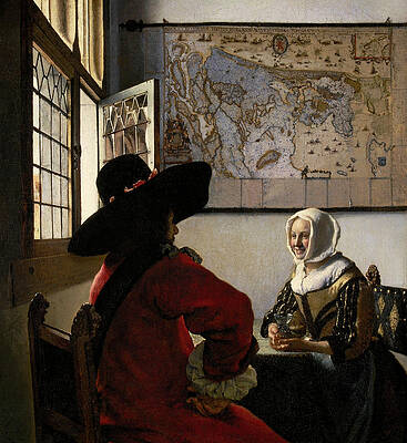 Officer and Laughing Girl Print by Johannes Vermeer