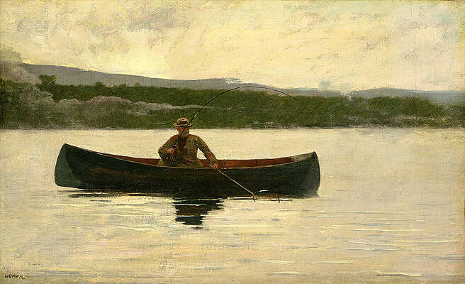 Playing a Fish Print by Winslow Homer