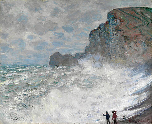 Rough weather at Etretat Print by Claude Monet