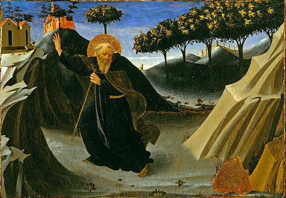 Saint Anthony Abbot Shunning the Mass of Gold Print by Fra Angelico