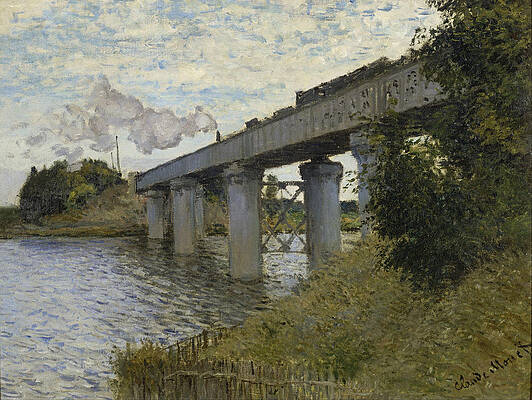 The Railroad bridge in Argenteuil Print by Claude Monet