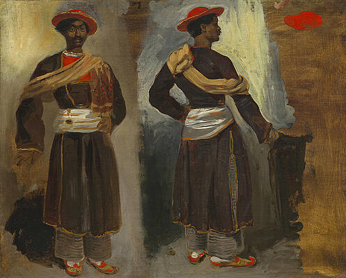 Two Studies of a Standing Indian from Calcutta Print by Eugene Delacroix