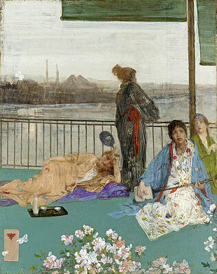 Variations in Flesh Colour and Green. The Balcony Print by James Abbott McNeill Whistler
