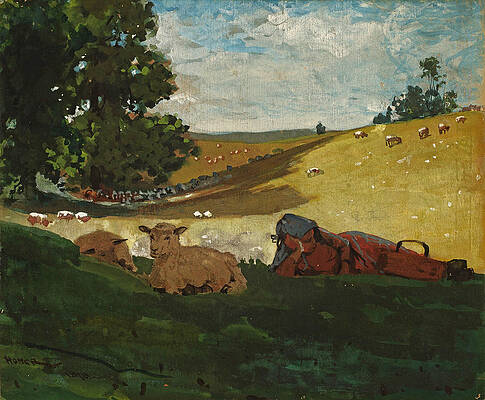 Warm Afternoon. Shepherdess Print by Winslow Homer