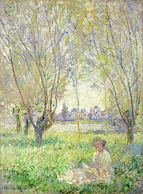 Woman Seated under the Willows Print by Claude Monet