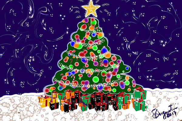 Wall Art - Drawing - 2017 Christmas Tree  2017  2nd in series by Sharon Augustin