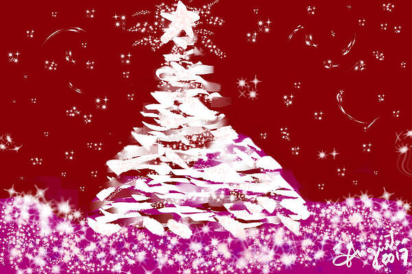 Wall Art - Drawing - 2017 Christmas Tree   3rd In Series by Sharon Augustin