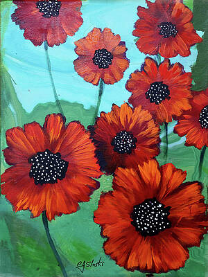 Wall Art - Painting - 2017 Poppy Series No.12 by Carole Sluski