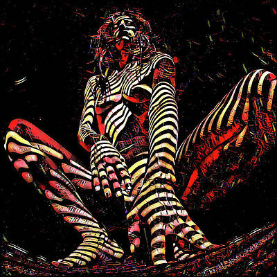 2669s-AK Squatting Nude Rendered as Abstract Painting by Chris Maher 2669s-AK Squatting Nude Rendered as Abstract Painting by Chris Maher