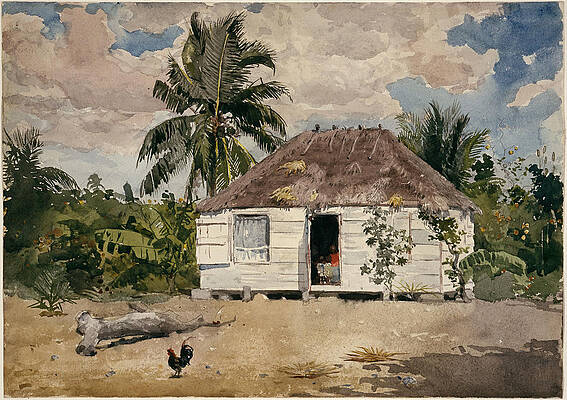 Native Huts. Nassau Print by Winslow Homer