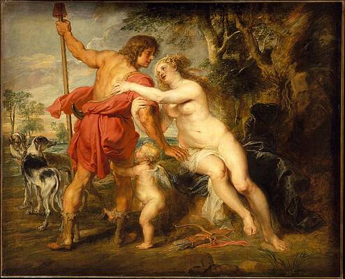 Venus And Adonis Print by Peter Paul Rubens