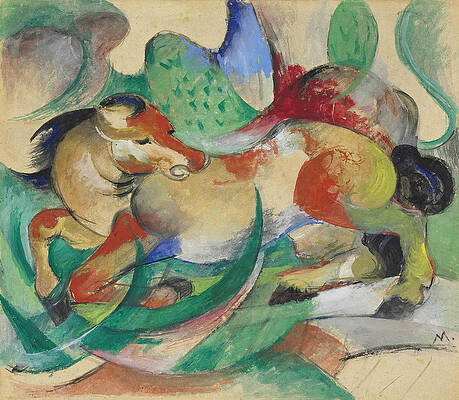 Jumping horse Print by Franz Marc