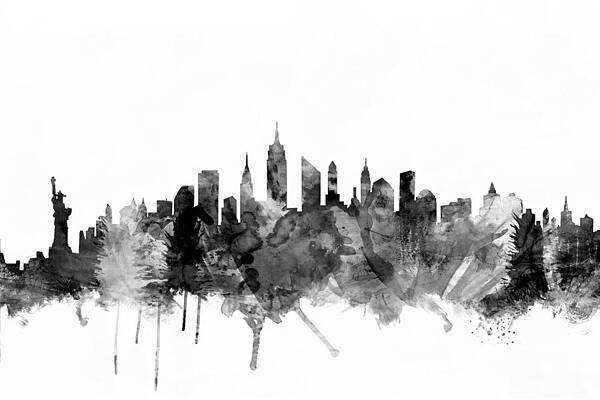 Wall Art - Digital Art - New York City Skyline #4 by Michael Tompsett
