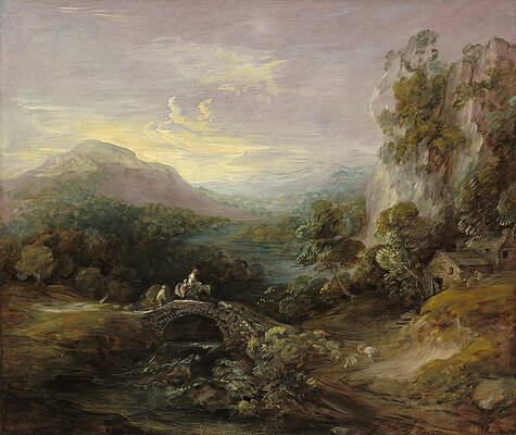 Mountain Landscape with Bridge Print by Thomas Gainsborough