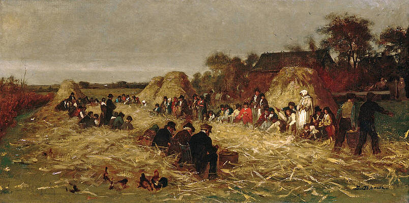Corn Husking at Nantucket Print by Eastman Johnson