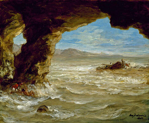 Shipwreck on the Coast Print by Eugene Delacroix