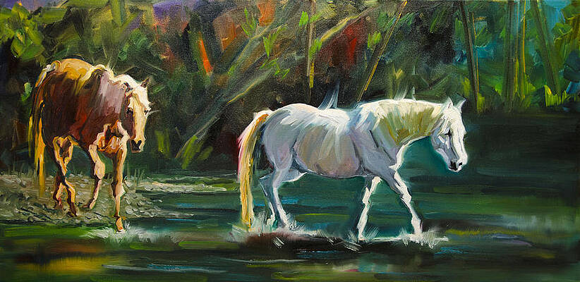 Wall Art - Painting - 7D Horse River by Diane Whitehead