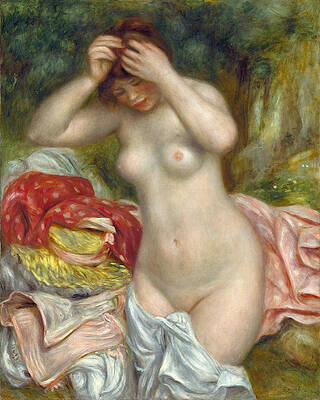 Bather Arranging her Hair Print by Pierre-Auguste Renoir