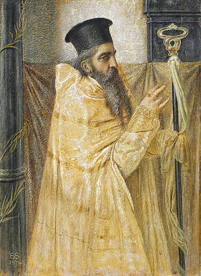 A Bishop of the Eastern Church Print by Simeon Solomon