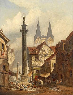 A city view with fish market Print by George Clarkson Stanfield