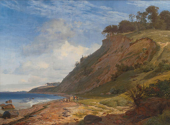A Danish Coast. View from Kitnaes on Roskilde Fjord. Zealand Print by Johan Thomas Lundbye
