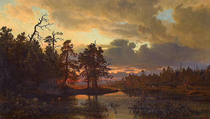 A Finnish Landscape Print by Hjalmar Munsterhjelm