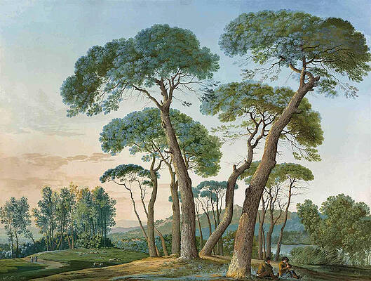 A group of stone pines near Tivoli seen from Villa Adriana Print by Agostino Aglio