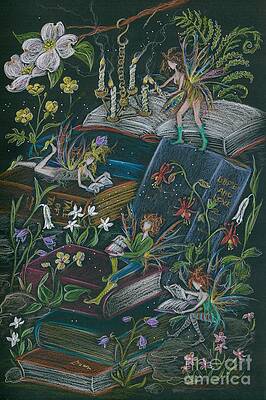 Wall Art - Drawing - A Little Light To Read By by Dawn Fairies