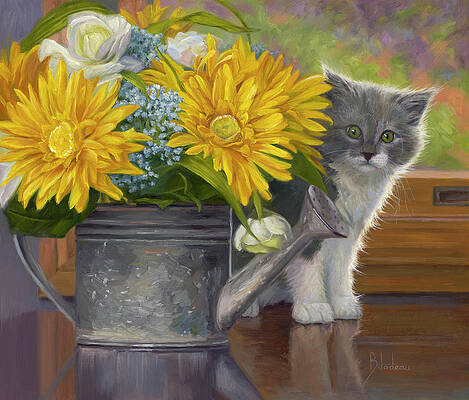 Grey And White Cat Paintings Fine Art America