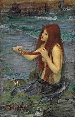 A Mermaid, Sketch Print by John William Waterhouse