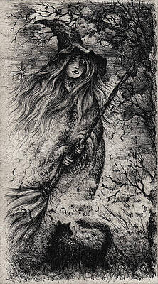 Wall Art - Drawing - A Midnight Incantation by William Russell Nowicki