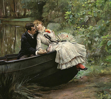 A Romantic Embrace Print by Julius LeBlanc Stewart