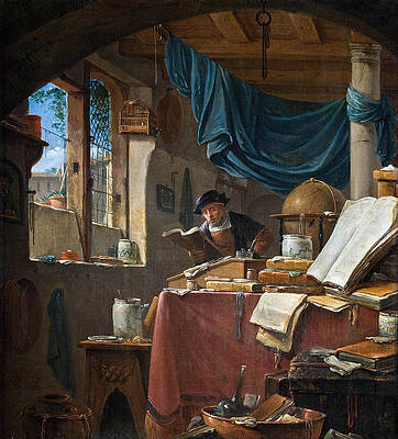 A scholar in his Study Print by Thomas Wyck