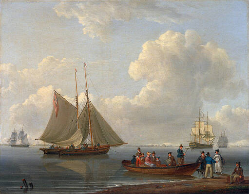 A Wherry Taking Passengers out to Two Anchored Packets Print by William Anderson