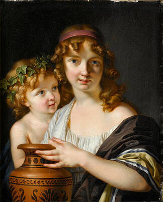 A Young Woman holding an Urn with a Bacchante Print by Adolf Ulrik Wertmueller