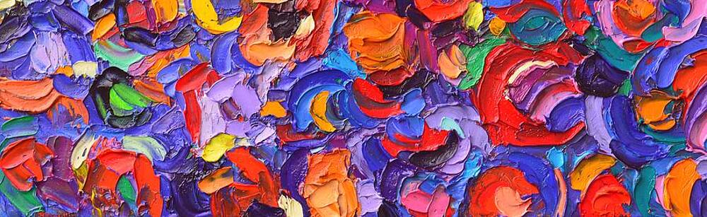 Abstract Colorful Flowers Impasto Palette Knife Modern