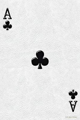 Wall Art - Digital Art - Ace of Clubs over White Leather   by Serge Averbukh