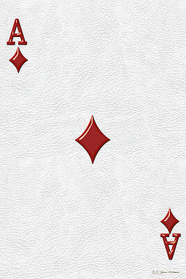 Wall Art - Digital Art - Ace of Diamonds over White Leather  by Serge Averbukh