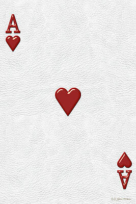 Wall Art - Digital Art - Ace of Hearts over White Leather  by Serge Averbukh