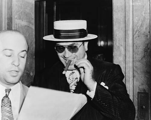 Wall Art - Photograph - Al Capone, With A Cigar And A Big by Everett