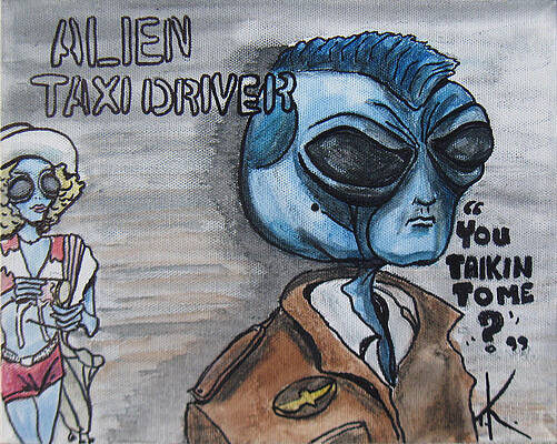 Wall Art - Painting - Alien Taxi Driver by Similar Alien