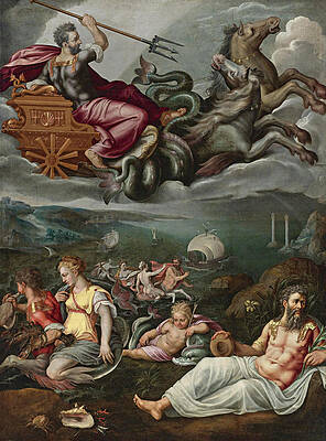 Allegory of the Sea Print by Attributed to Jan van der Straet