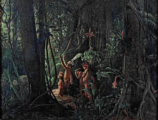 Amazonian Indians Worshiping the Sun God Print by Francois-Auguste Biard