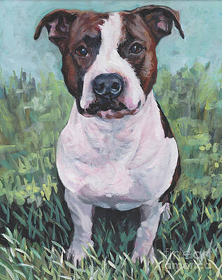 Original American Staffordshire Terrier Dog Painting on Canvas 36” X 24.5” Art 