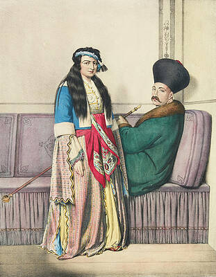 An Armenian nobleman and his wife. Duz Oglou family Print by Louis Dupre