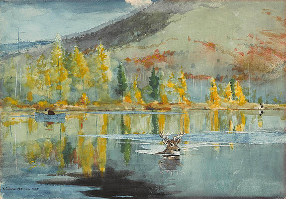 An October Day Print by Winslow Homer